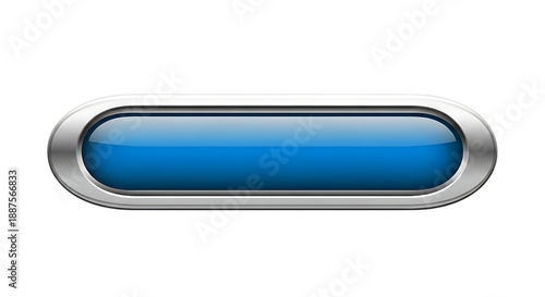 Glossy Blue Oval Button with Metallic Frame