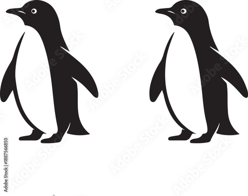 Minimalist Penguin Duo Vector Illustration