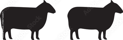 Minimalist Black Sheep Silhouettes on White Background
