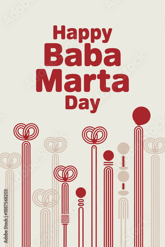 Happy Baba Marta Day Bulgarian Spring Tradition Illustration