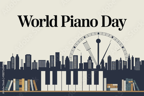 World Piano Day Music Instrument Celebration Typography Illustration