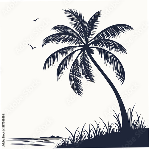 Tropical beach silhouette