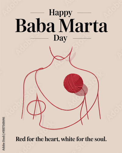 Happy Baba Marta Day Bulgarian Spring Tradition Illustration