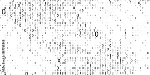 Abstract binary code wave of ones and zeros. Vector graphic pattern with digital stream