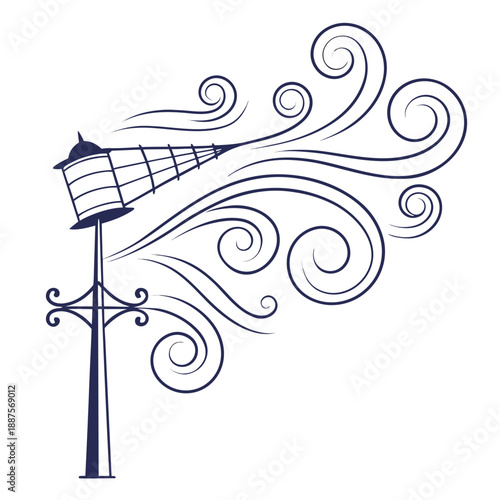 Lighthouse with swirling winds