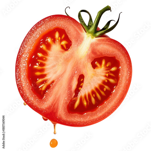 Wallpaper Mural Fresh Tomato Slice Isolated on White Background, Generative AI Torontodigital.ca