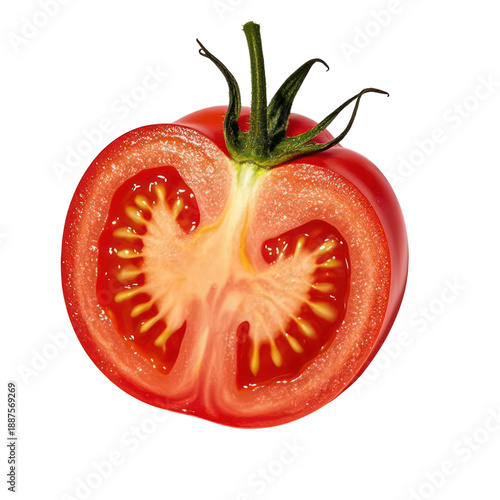 Wallpaper Mural Fresh Tomato Slice Isolated on White Background, Generative AI Torontodigital.ca