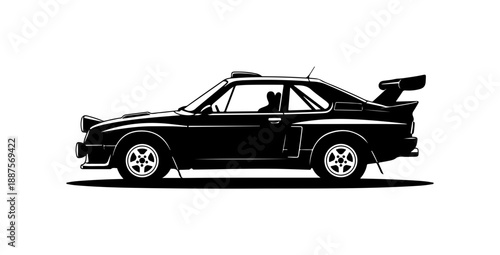 Black Sports Car with Rear Wing