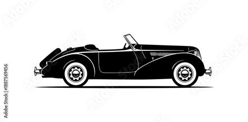 Vintage Convertible Car Side View Illustration