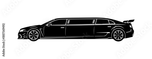 Black Limousine Side Profile Illustration
