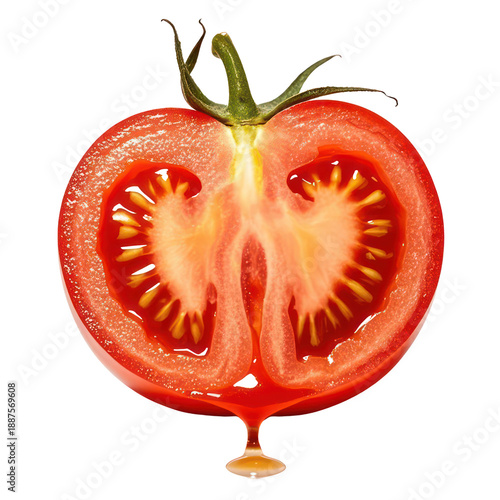 Wallpaper Mural Fresh Tomato Slice Isolated on White Background, Generative AI Torontodigital.ca
