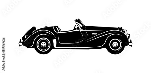 Vintage Black Convertible Car Illustration