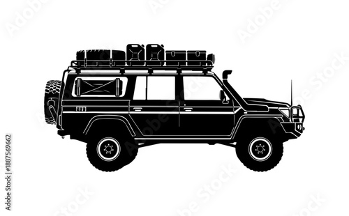Overland SUV with Rooftop Gear Illustration