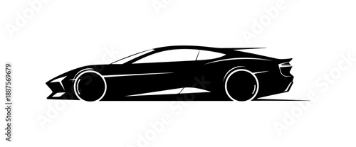 Dynamic Sports Car Silhouette in Black