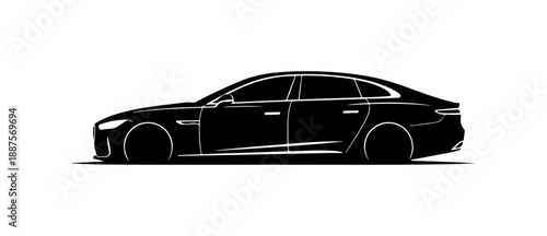 Modern Luxury Sedan Silhouette Illustration