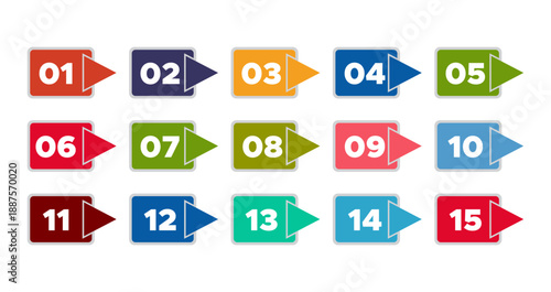 set icon vector colored number 1 ,2,3,4,5,6,7,8,910 point collection design