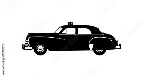 Vintage Taxi Cab Silhouette Illustration