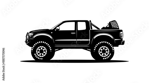 Black Off-Road Truck with Spare Tire