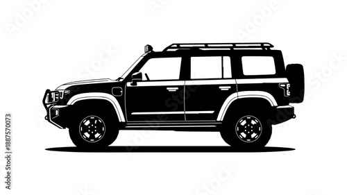 Black SUV with Roof Rack and Spare Tire