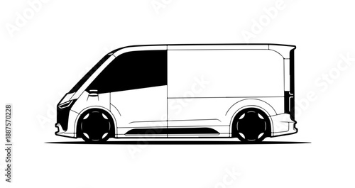 Modern Electric Cargo Van Side View Illustration