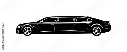 Elegant Black Limousine Side View Illustration