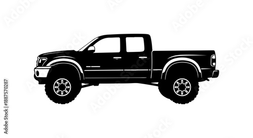 Black Lifted Truck SVG Illustration