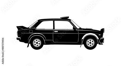 Vintage Black Car Silhouette Illustration