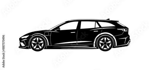 Black Sports Car Side View Illustration
