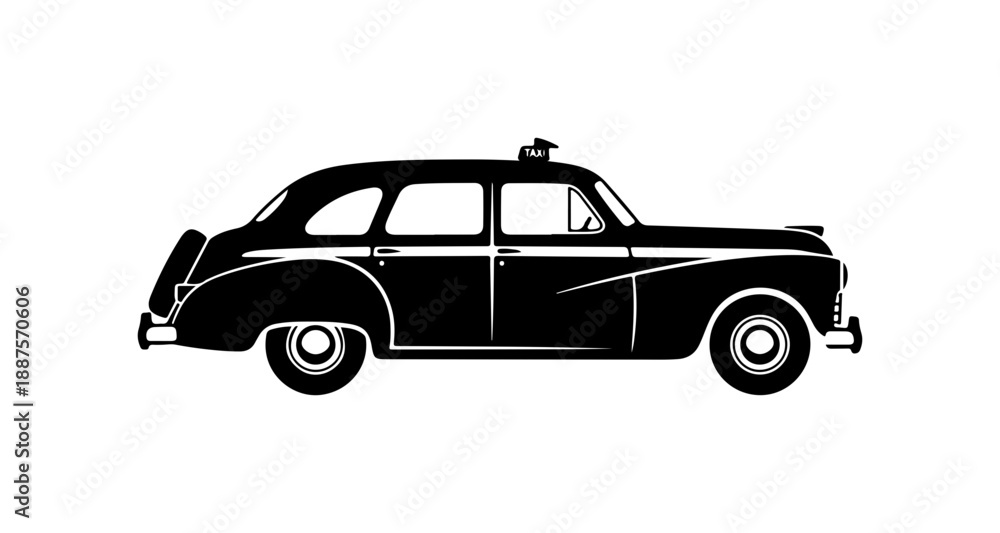 Fototapeta premium Vintage Car Side Profile Illustration