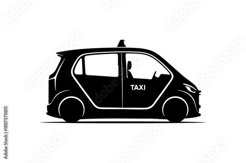 Modern Taxi Vehicle Silhouette Illustration