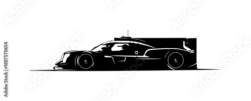 Black and White Race Car Silhouette