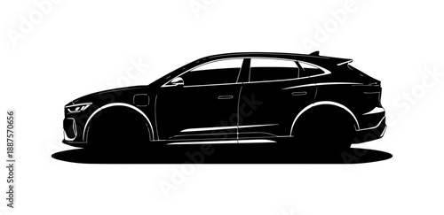 Modern Electric SUV Silhouette Vector Illustration
