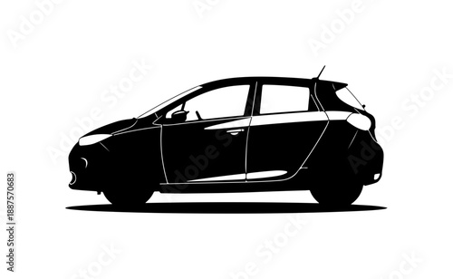 Silhouette of a Modern Electric Car