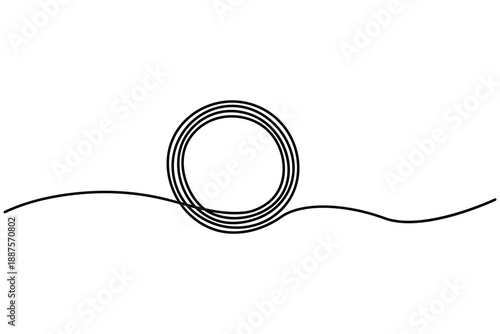 Black circle continuous one line drawing minimalist abstract shape isolated on white background.Black circle single line art minimalist geometric outline vector illustration.