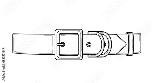 Detailed illustration of a trench coat belt with a square buckle isolated on a white background
