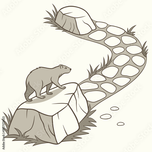 Polar bear in arctic landscape