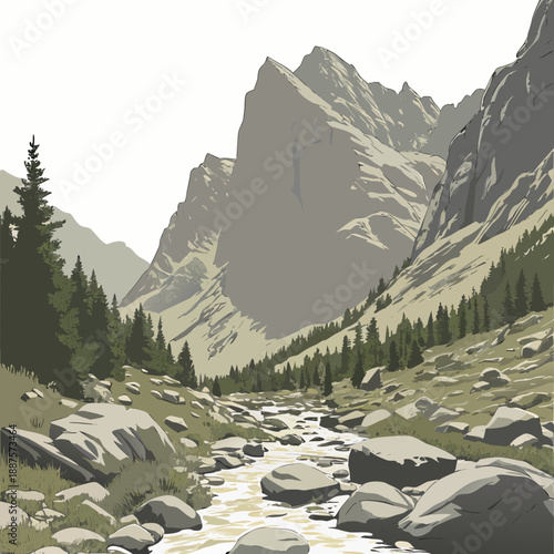 Mountain landscape with stream