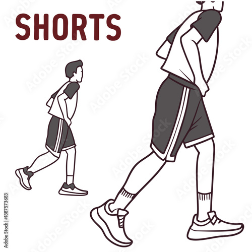 Illustration of people wearing shorts