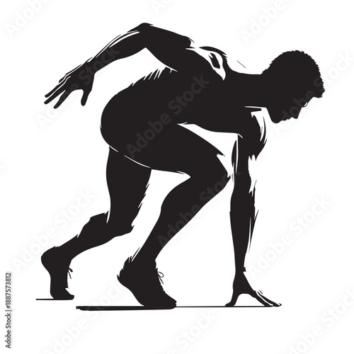 Black Realistic depictions of starting Silhouette Vector, High Quality Illustration on White Background