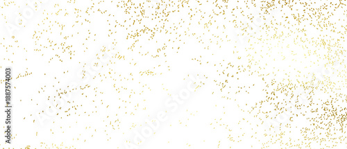 Gold confetti and glitter particles on transparent background, festive sparkle border texture for celebration, party, invitation or luxury design. Seamless golden dust particle overlay. 
