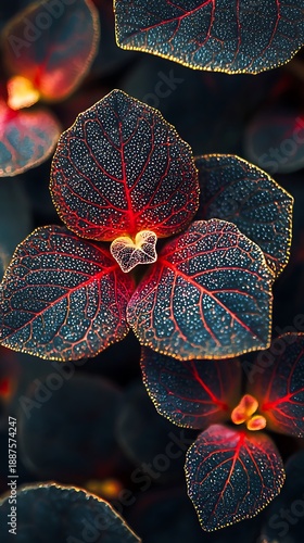 Nature leaf closeup showcasing intricate textures and glowing droplets high resolution picture