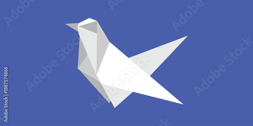 Origami background paper folding dove. Simple flat design of a bird