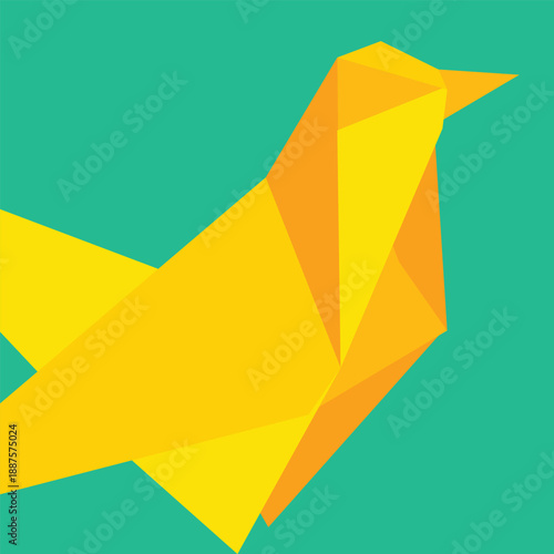 Origami background paper folding dove. Simple flat design of a bird