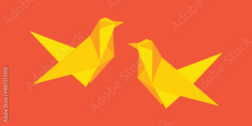 Origami background paper folding dove. Simple flat design of a bird