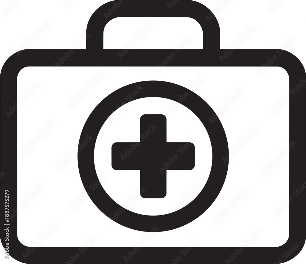 Fototapeta premium First aid kit medical bag emergency line icon vector