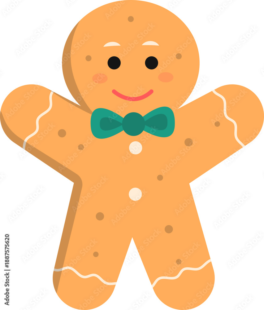 Fototapeta premium Cute Gingerbread Man Cookies Cartoon Illustration. Isolated Vector Character