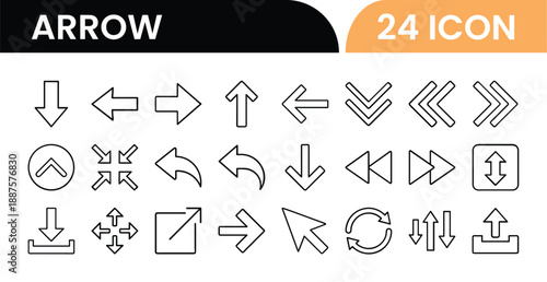 Outline Arrow Icon in Line Art Style for Direction, Navigation, Flow, and Digital Interface Design