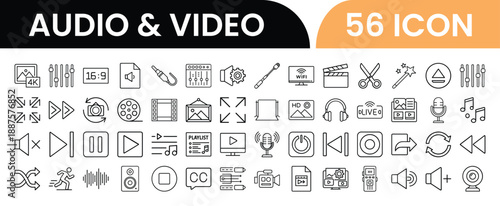 Audio and Video Icons Collection for Multimedia Applications