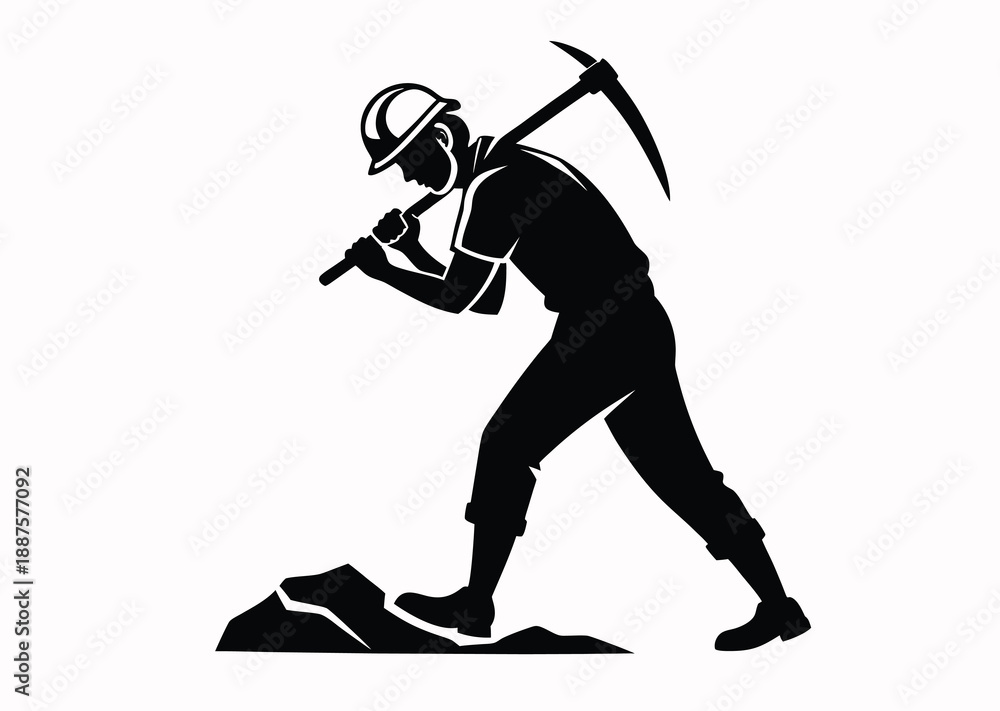 Fototapeta premium Construction Worker Silhouette Vector