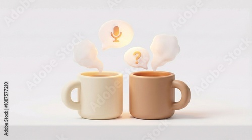 Two coffee cups with steam symbols conversation icon isolated white background